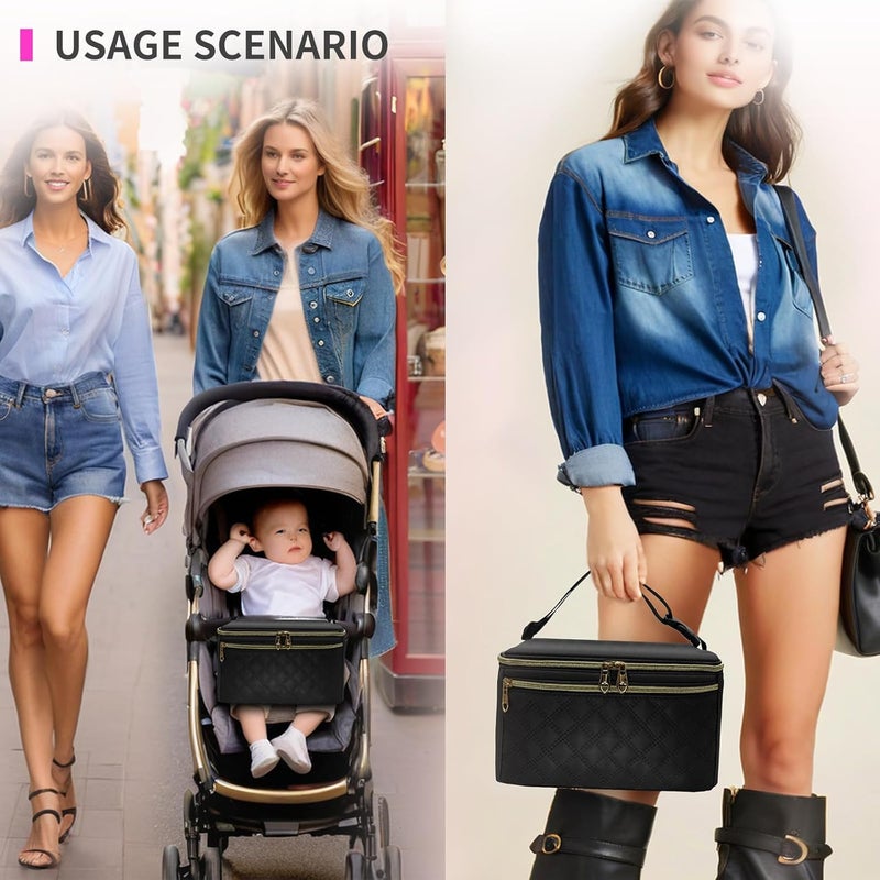 MELINON Wearable Breast Pump Bag for Elvie and Medela Pumps - Compact, Travel-Friendly Pump carrying case with Waterproof Mat - Ideal for Working Moms (Black) - Image 5